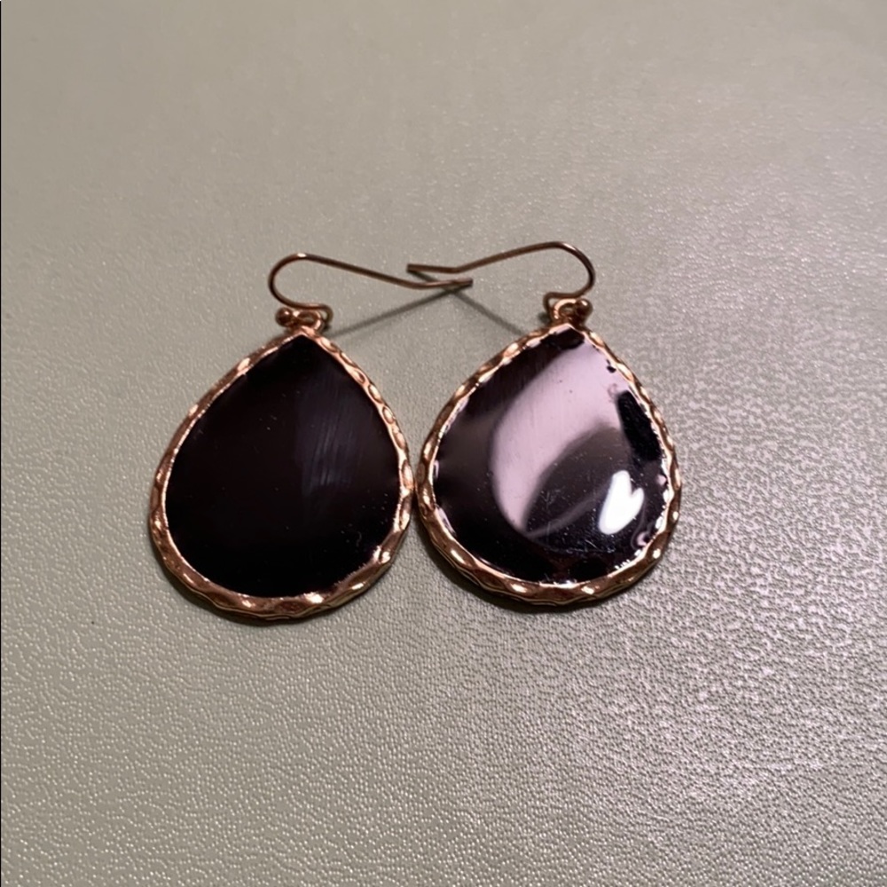 Gold and Black Teardrop Earrings